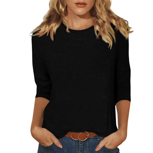 Women Summer Tops Round Neck Three Quarter Sleeve Comfortable Print T Shirt Blouse Women T Shirt muticolor t shirt tops