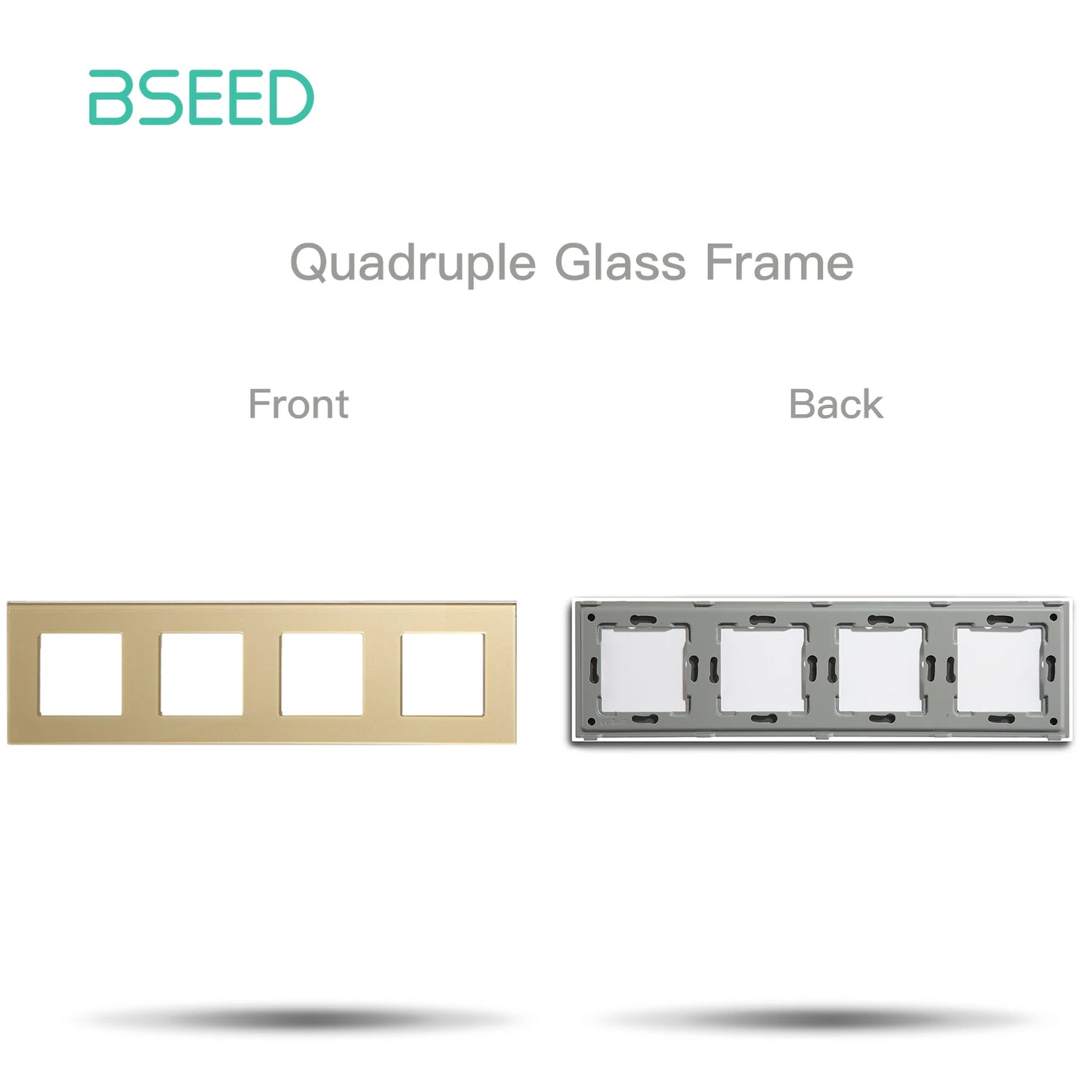 BSEED Only Glass Frame Panel Single Double Frames Wall Socket Triple Four Frames DIY Part with Metal Frames White Black Golden