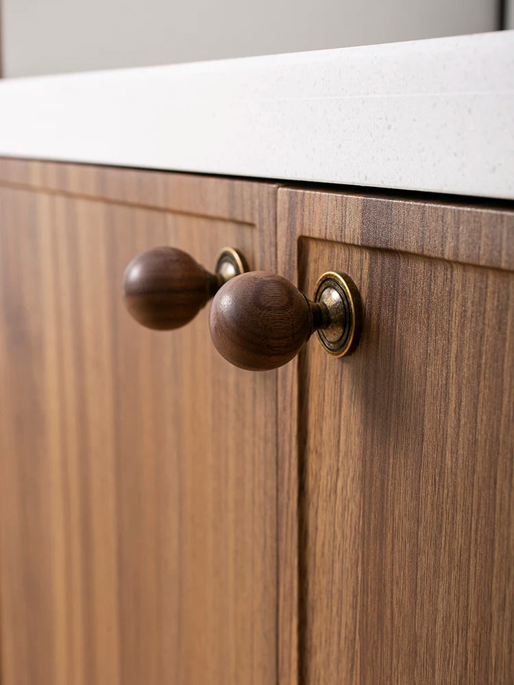 The Furniture Is Made Of Antique Walnut Wood With Solid Brass Small Handles Wardrobe Handles Kitchen Drawers Single-Hole Knobs