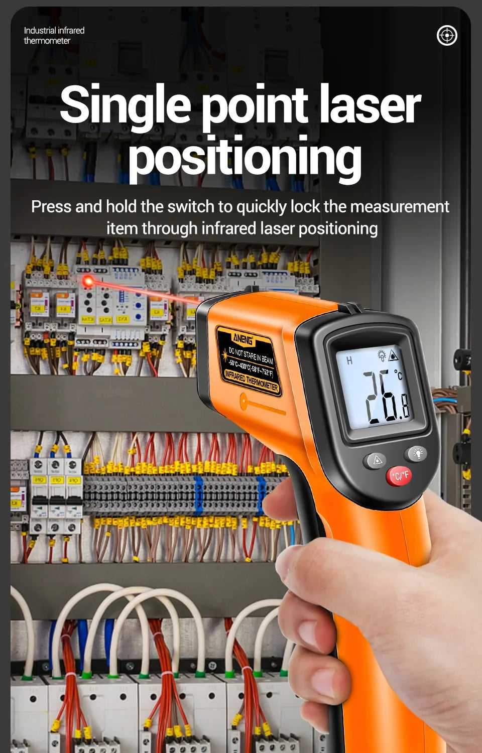 ANENG TH201 Digital Thermometer Handheld Non-Contact Laser Temperature Meter Gun Temperature Tester Instruments Pyrometer