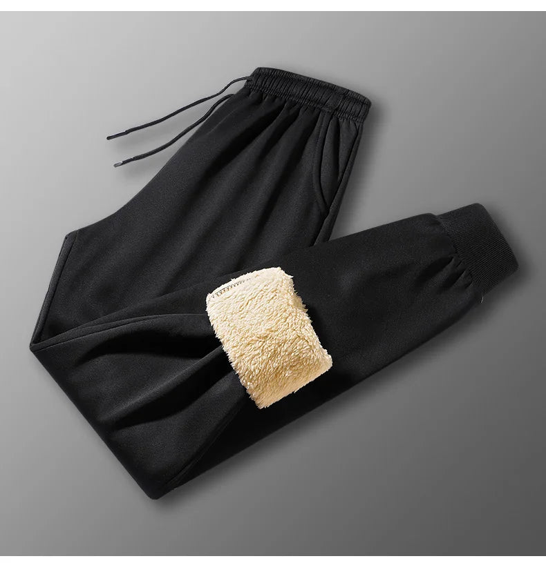Pants for Men in Autumn and Winter, Thickened with Fleece for Outerwear, Casual Pants, Warm Lamb Wool Sports Sweatpants