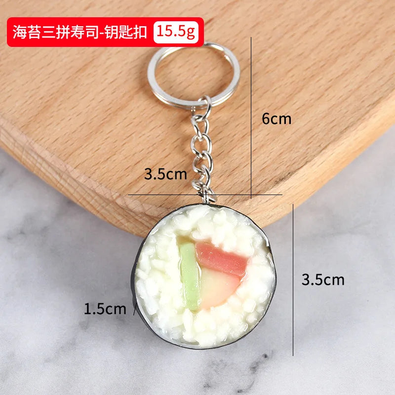 Stall wholesale key chain Japanese fake salmon sushi roll simulation food key chain pendant creative gift food play model K4920