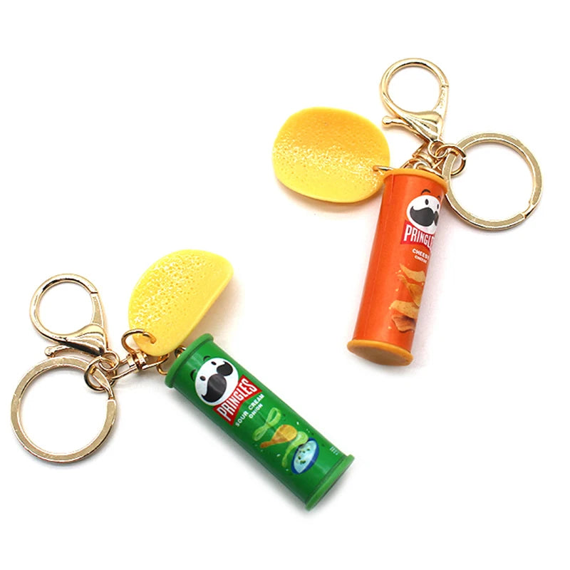1PC Imitation Pringles Potato Chip Key Chain Bucket Snack Pizza Potato Chip Pendant Bag Hanging Gift