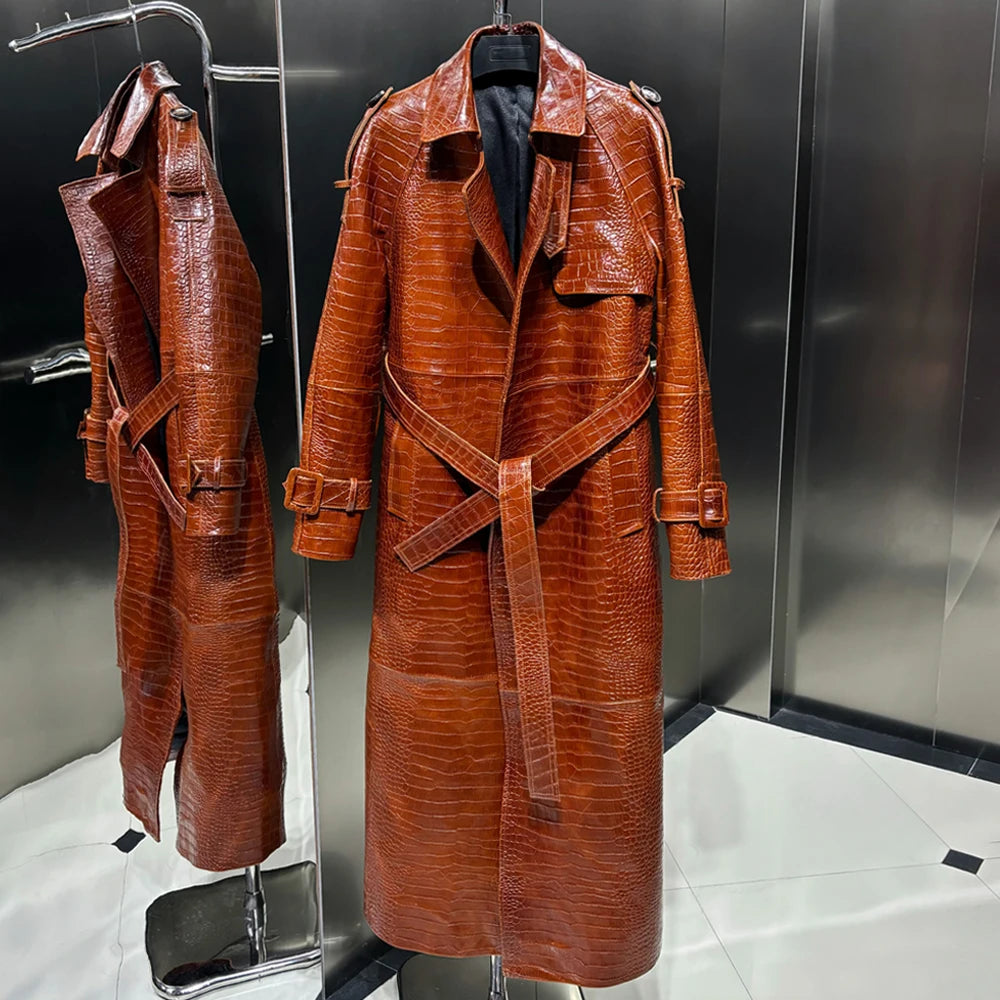 Trench Coat for Ladies Real Sheepskin Coat Genuine Sheep Leather Long Windbreak Autumn Outwear 2024