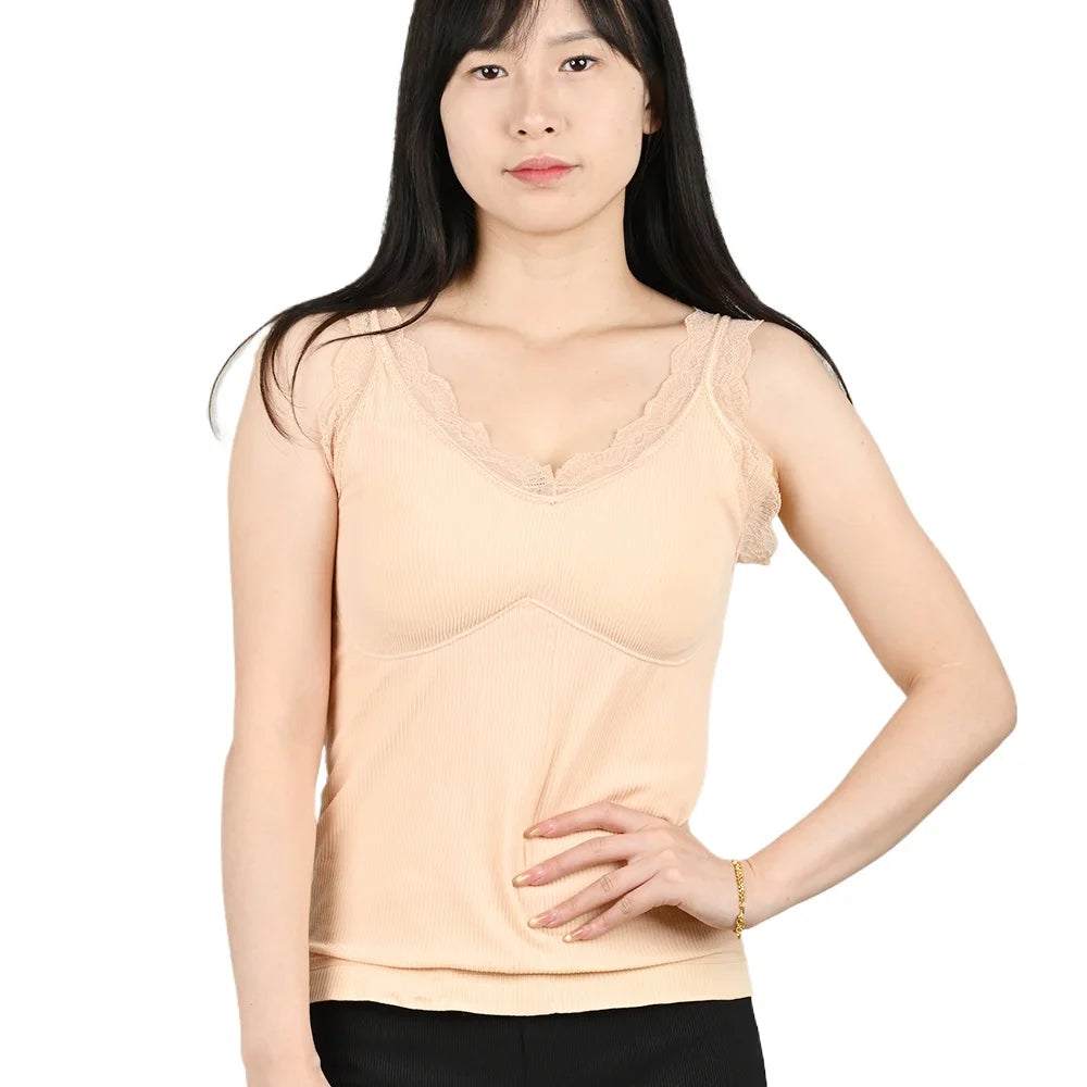 Thermal Underwear Padded Vest Thermo Lingerie Women Winter Clothing Warm Top Inner Wear Thermo Shirt Undershirt Intimate Lace