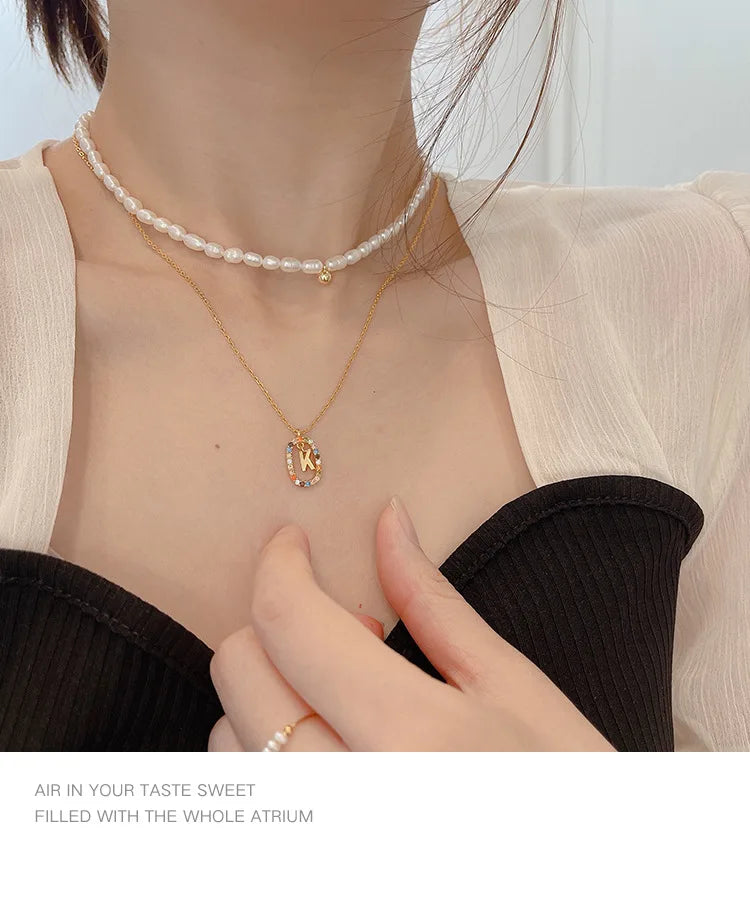925 Sterling Silver Gold Letters A - Z Initial M S C K Alphabet Pendente Long Chain Necklace Say My Name Fine Jewelry
