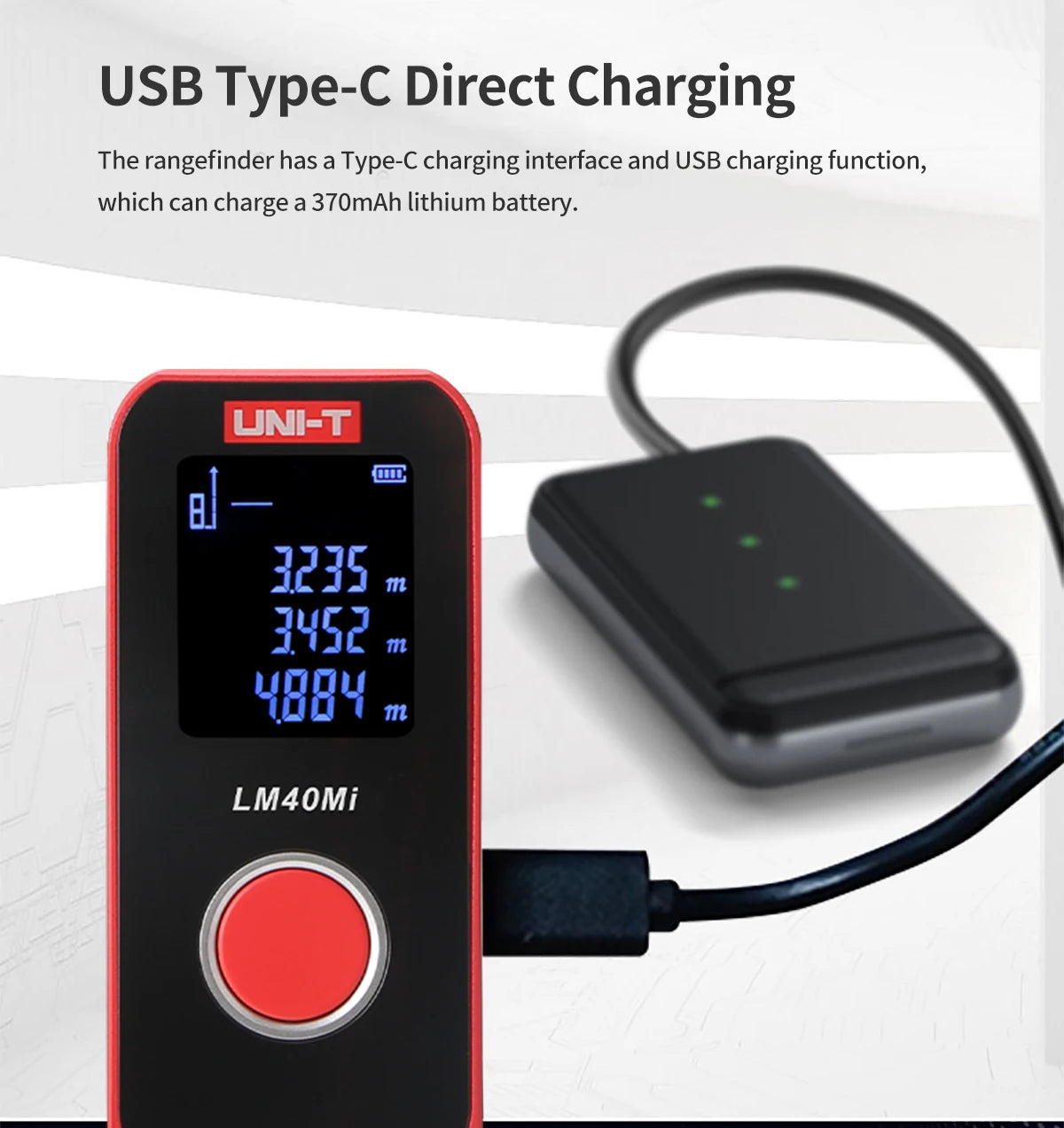 UNI-T Mini Laser Distance Meter 40m 60m Range Finder LED Display Digital Tape Measure Rechargeable Handheld Rangefinder