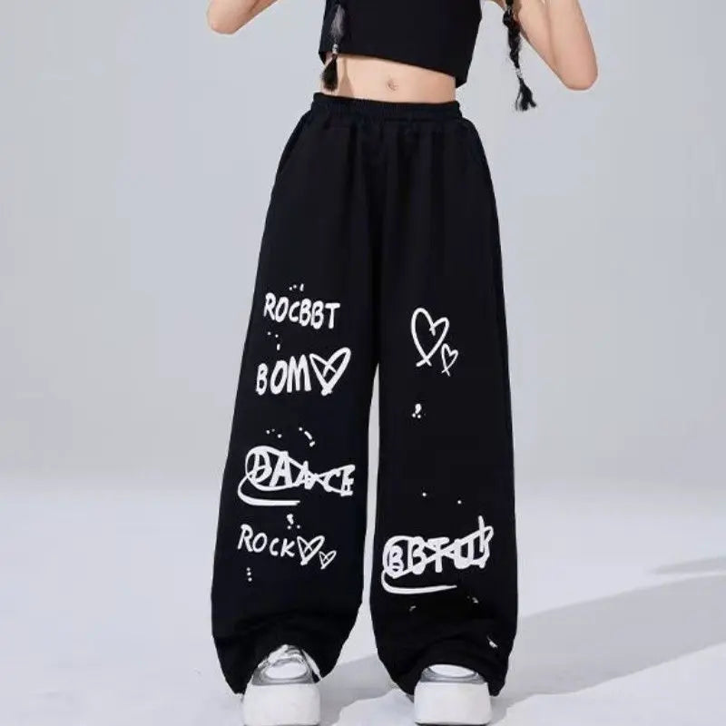 American Street Hip-hop Dance Pants Fashion Fun Print Streetwear Loose Widcasual Pants High Waist Comfortable Long Trousers