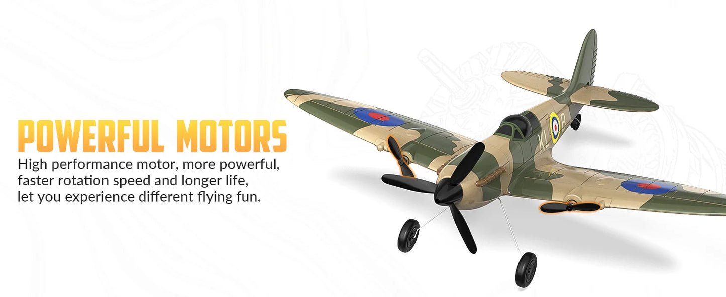 Volantexrc 3CH Spitfire RC Plane 2.4G Gyro Stabilizer 400MM 400MM Fixed Wing EPP Foam Airplane RTF Fighter for Boys Children ﻿