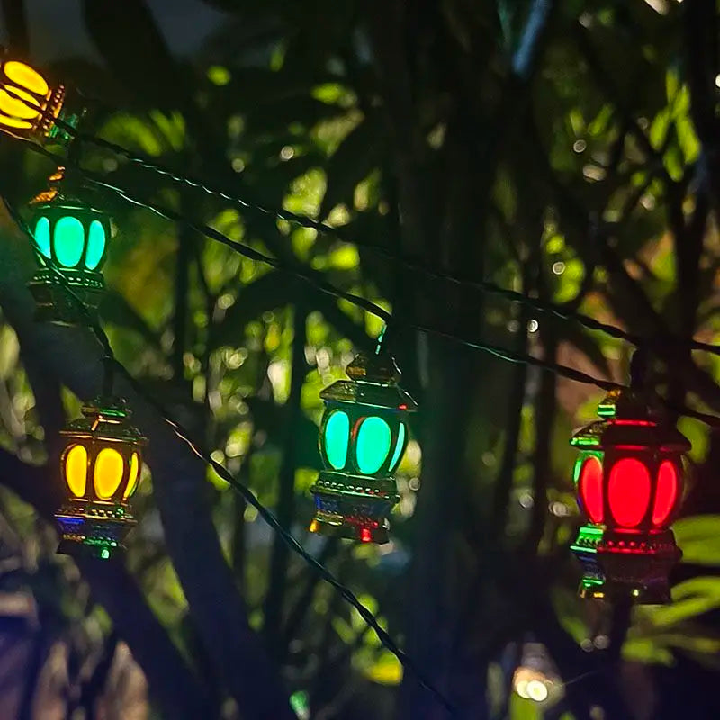 Solar Powered Lantern String Light 20 LEDS Eid Ramadan Decorative Lamp Outdoor/Indoor Waterproof for Islamic Home Garden Decor