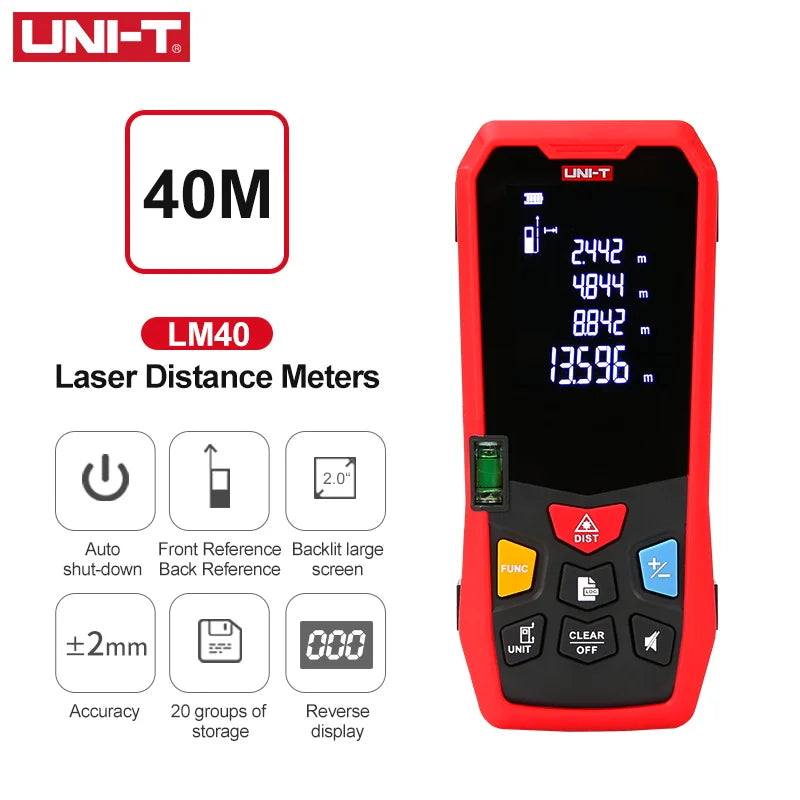 UNI-T Handheld Laser Rangefinder Distance Meter 40M 60M 80M 100M Medidor Laser Tape Build Measure Device Electronic Ruler