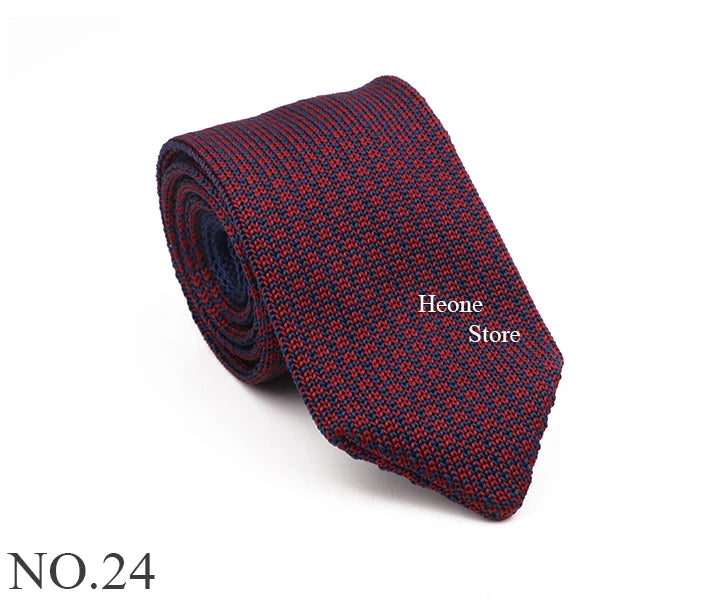 New Mens Knitted Ties Classic Striped Skinny Necktie For Business Wedding Party British Style Necktie Winter Neck Wear Accessory