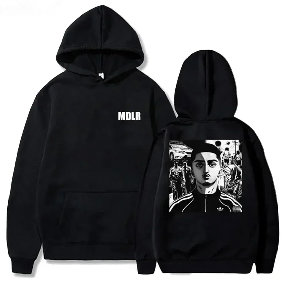 Mdlr Print Hoodies Women Fleece Sweatshirt Hip Hop Casual Hoodie Vintage Pullovers Loose Y2k Clothes Women Sweatshirt