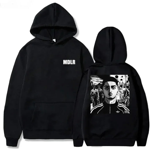 Mdlr Print Hoodies Women Fleece Sweatshirt Hip Hop Casual Hoodie Vintage Pullovers Loose Y2k Clothes Women Sweatshirt