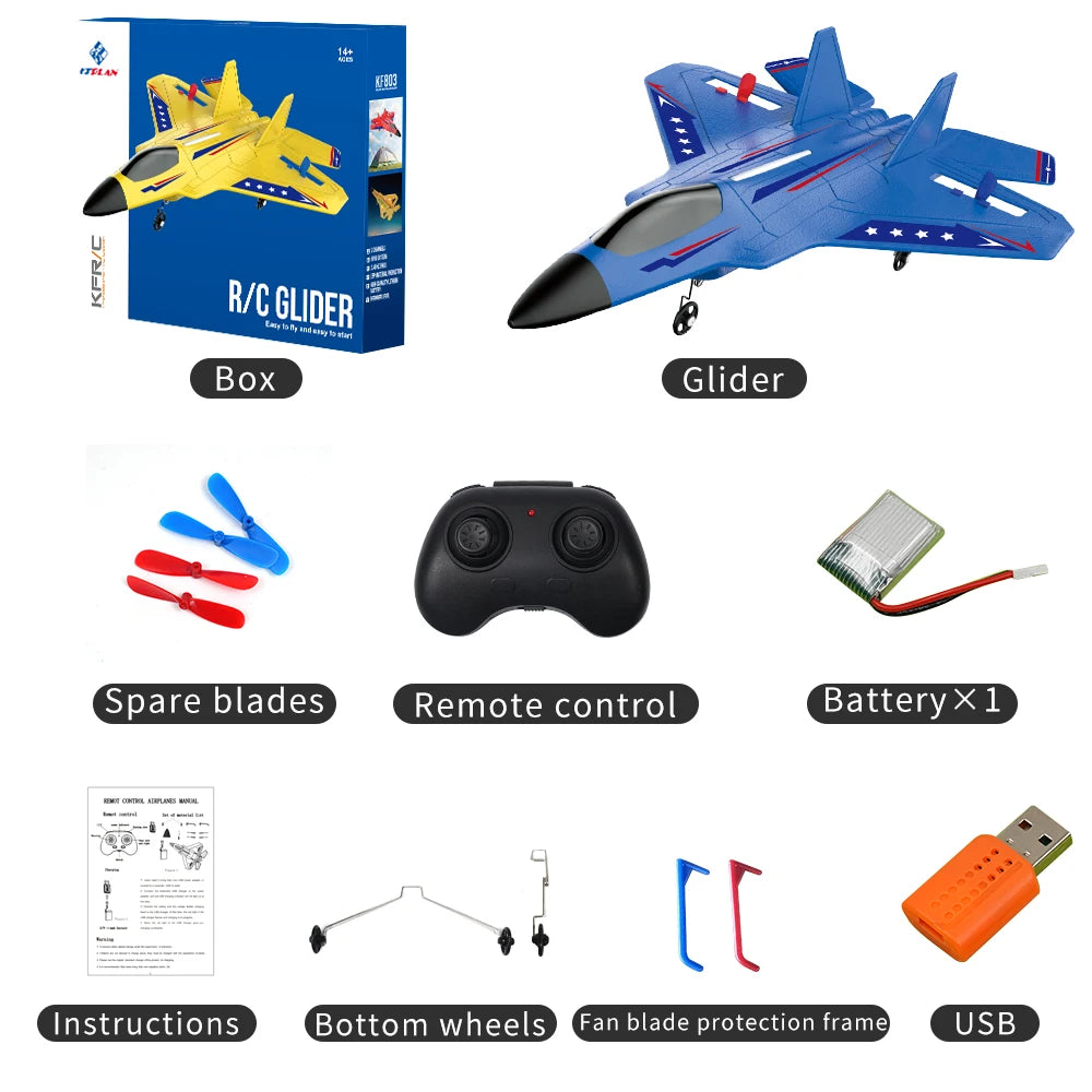 RC Plane KF803 2.4G With LED Lights RC Flying Model Glider RC Vertical Plane EPP Foam Toy Airplane Gifts For Kids