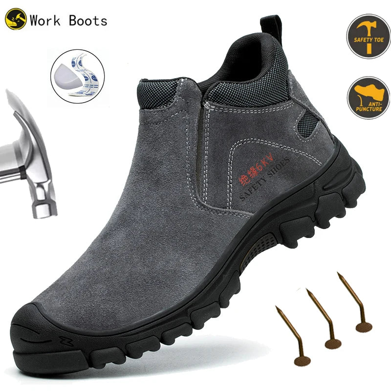 Safety Shoes Men Steel Toe Work Shoes Anti-smash Anti-puncture Indestructible Shoes Protective Boots Construction Work Shoes