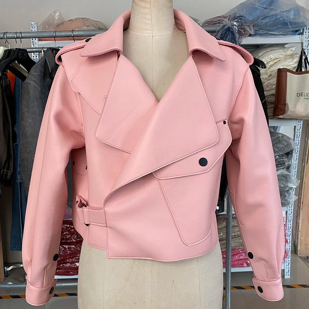 YOLOAgain Oversized Real Leather Jacket Women Sheepskin Coat