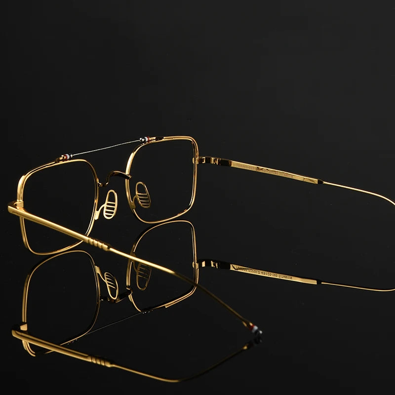 Double-beam Square Spectacle Frame TB909 Pilot Women's Glasses Frames Pure Titanium Eyeglass Frames Men's Glasses Frames Fashion