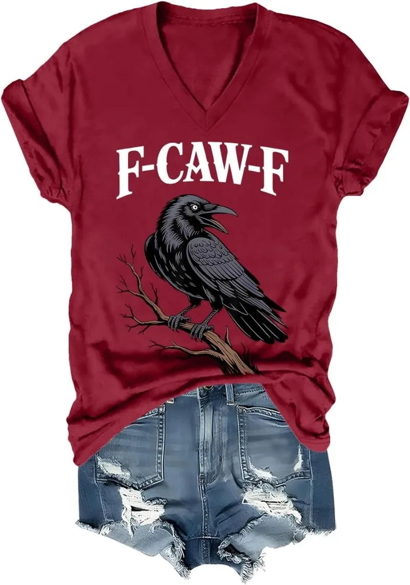 F Caw F T Shirt Women Men Fcawf Crow Graphic Tee F-Caw-F Crow Shirt Graphic T Shirts Women Clothes