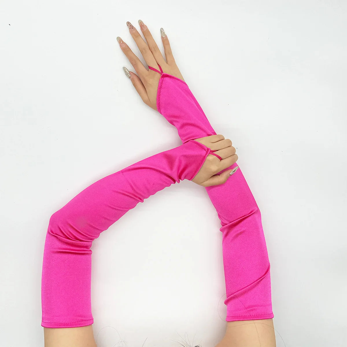 Ladies' Gloves, Long Hook-Finger Tinted Gloves, Ball Gloves, Bride's Wedding Dress Gloves, Sun-Protective Fashion Gloves C101