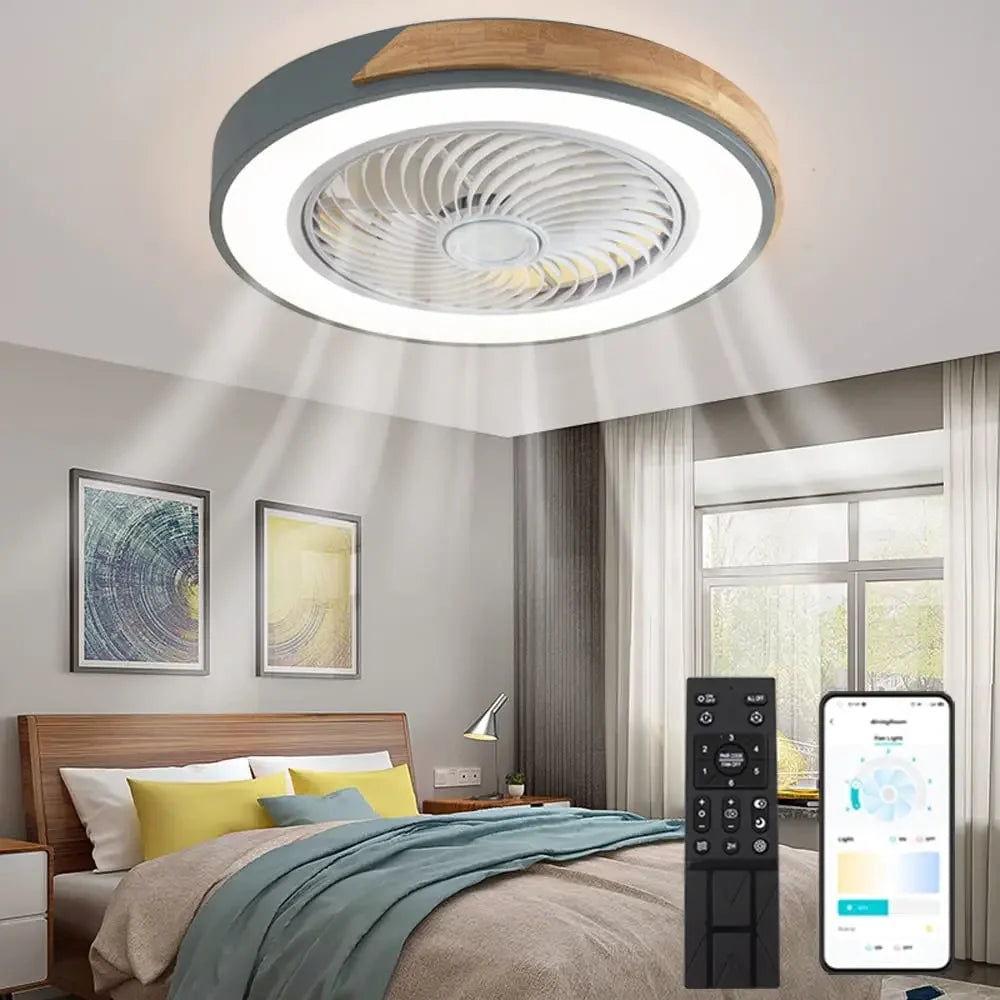 LED Fan Light Ceiling Lamp Household Modern Simple Bedroom Restaurant Invisible Ceiling Fan Light Living Dining Table Room Decor