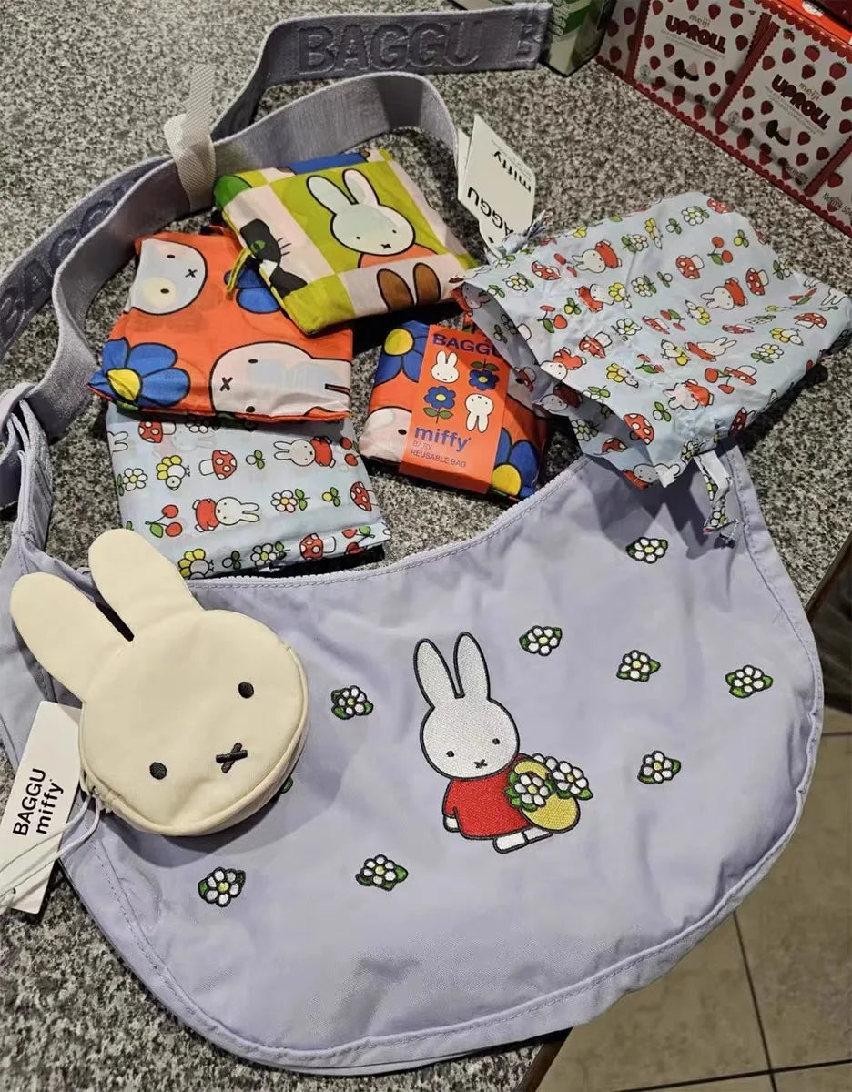 Miffy Embroidered Underarm Bag Cartoon Cute Shoulder Bag Large Capacity Handbag Kawaii Anime Printed Bag Holiday Gift