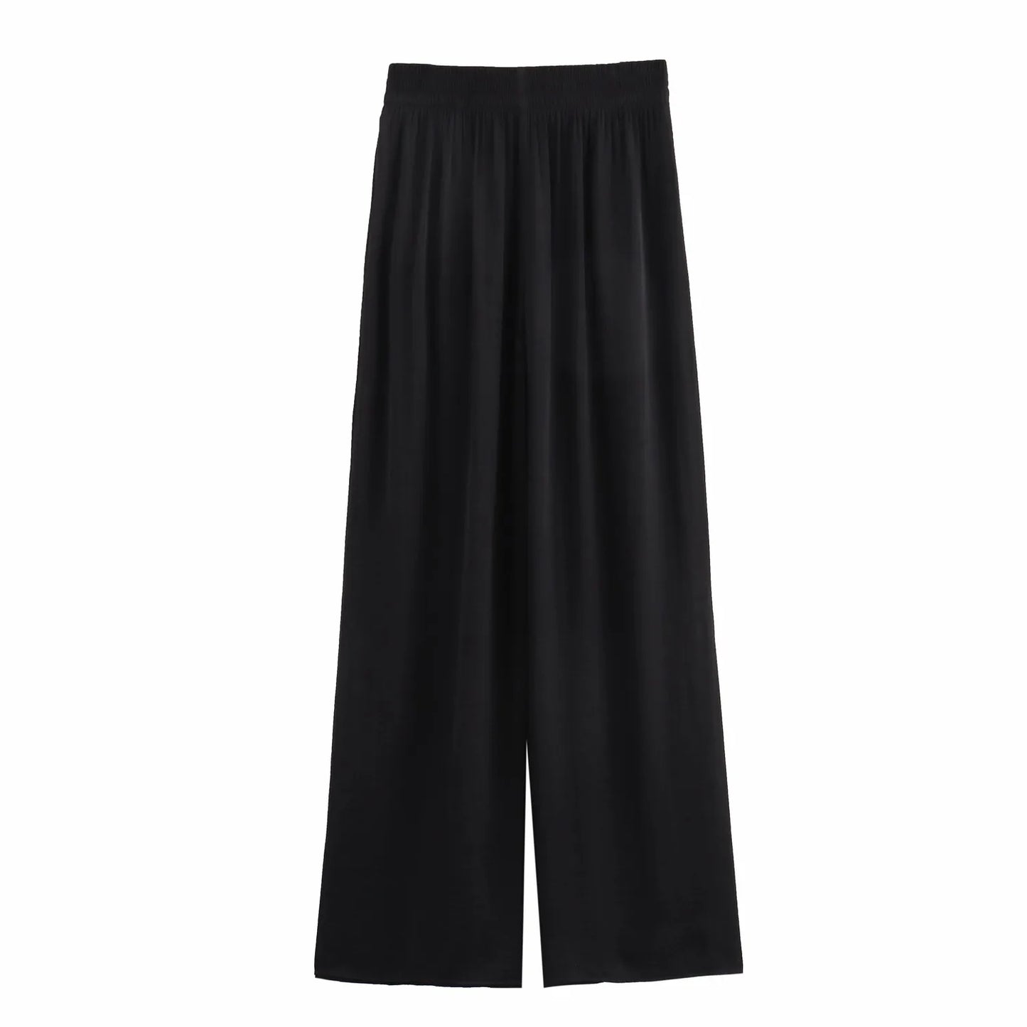2025 Spring Pants For Women Fashion Spring Autumn New Solid Color Folded Chic Female Elastic High Waist Wide Leg
