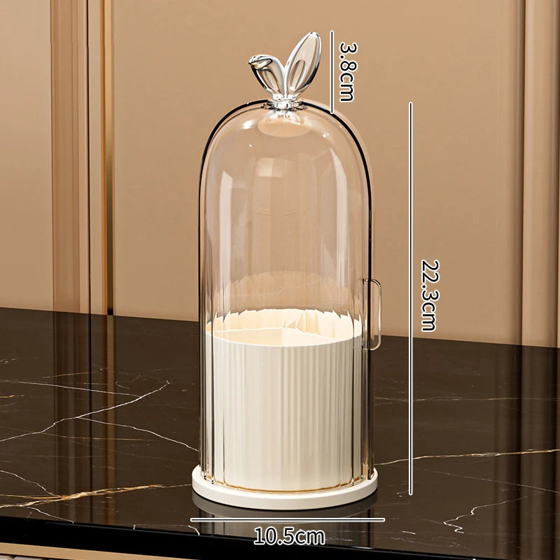 1pc 360° Rotating Makeup Brush Holder Cosmetic Lipstick Eyebrow Pencil Eye Shadow Organizer With Clear Lid Dustproof Tools