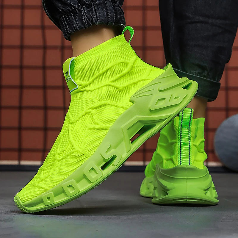Men's Outdoor Sports Shoes - High-Top Sports Shoes Are Novel and Fashionable, Non-Slip and Durable, Suitable for All Seasons,