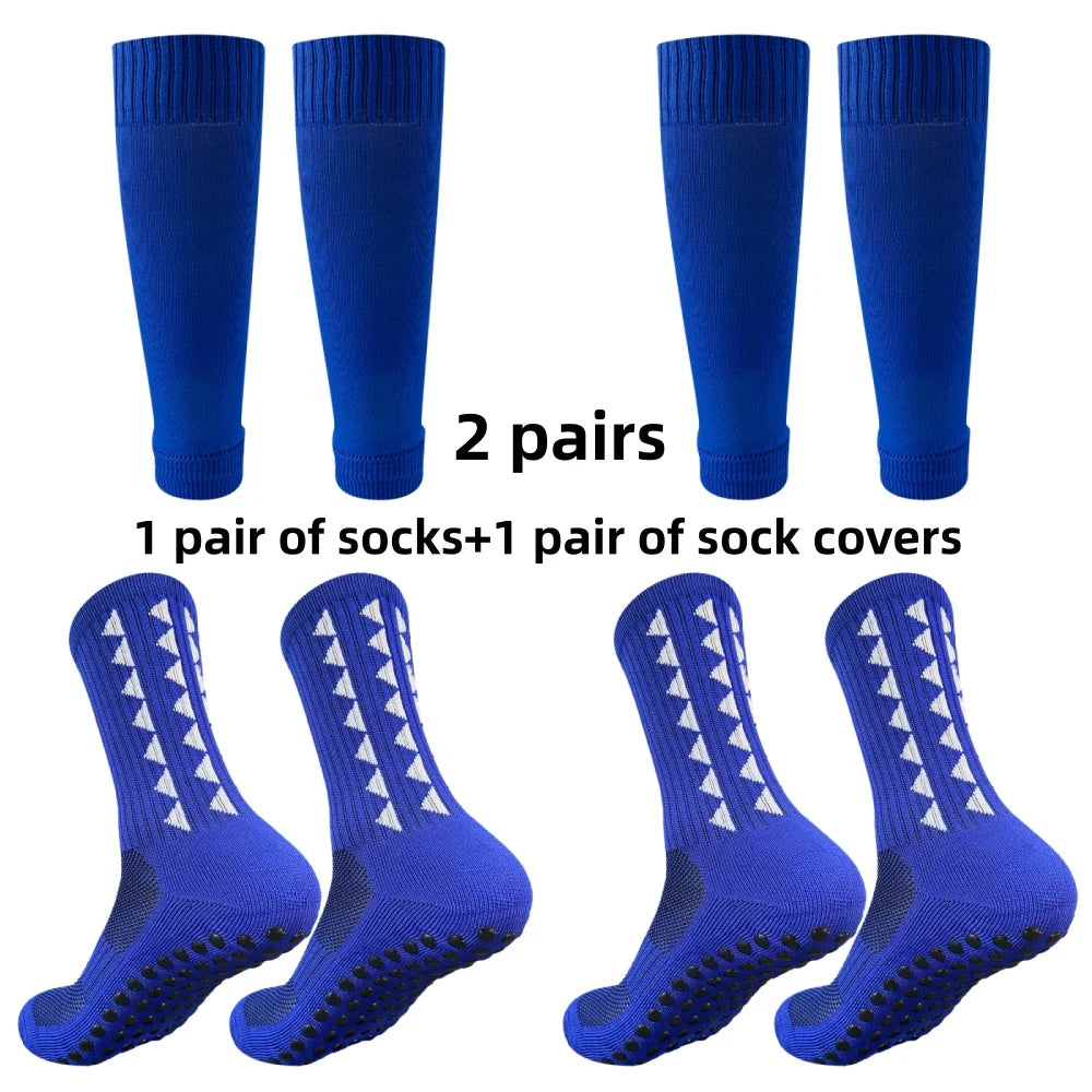 2 pairs of football socks men's leg protection socks anti slip basketball football running fitness socks leg protection socks
