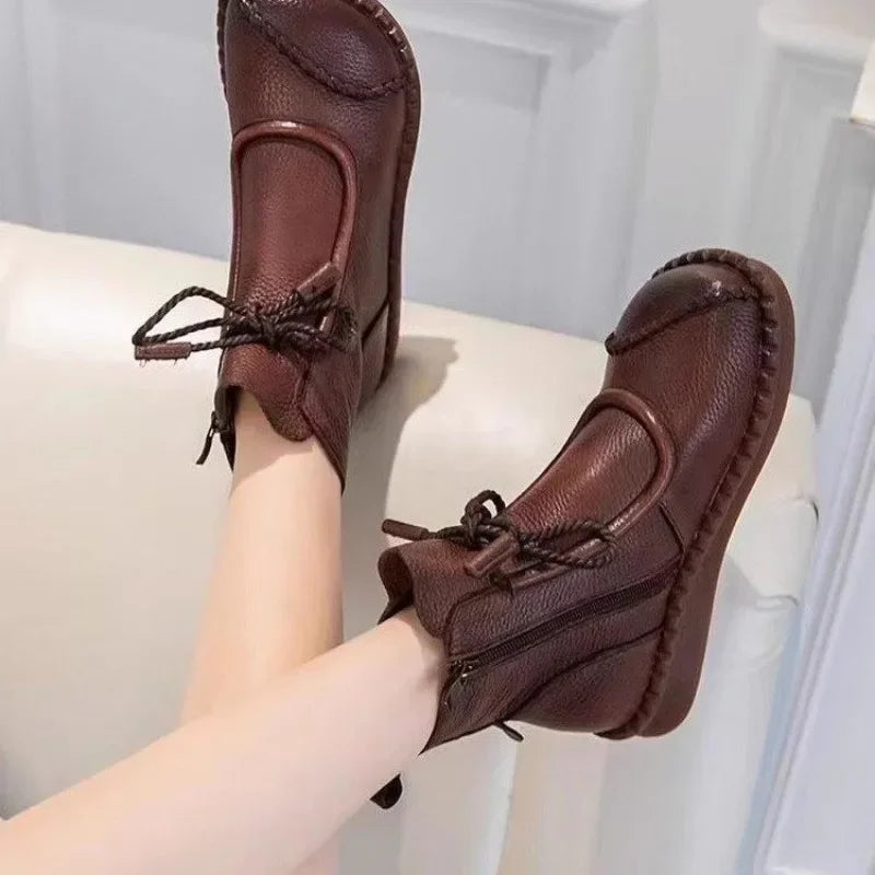 Shoes for Women 2024 Fashion Cross-tied Women's Boots Daily Boots Women Hot Sale Round Toe Comfortable Flat Shoes Ankle Boots