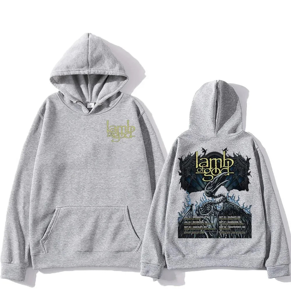 Mental Band Lamb of God Heavy Album Covers Graphic Print Hoodies Men Women Street Sweatshirts Loose Casual Oversized Pullovers