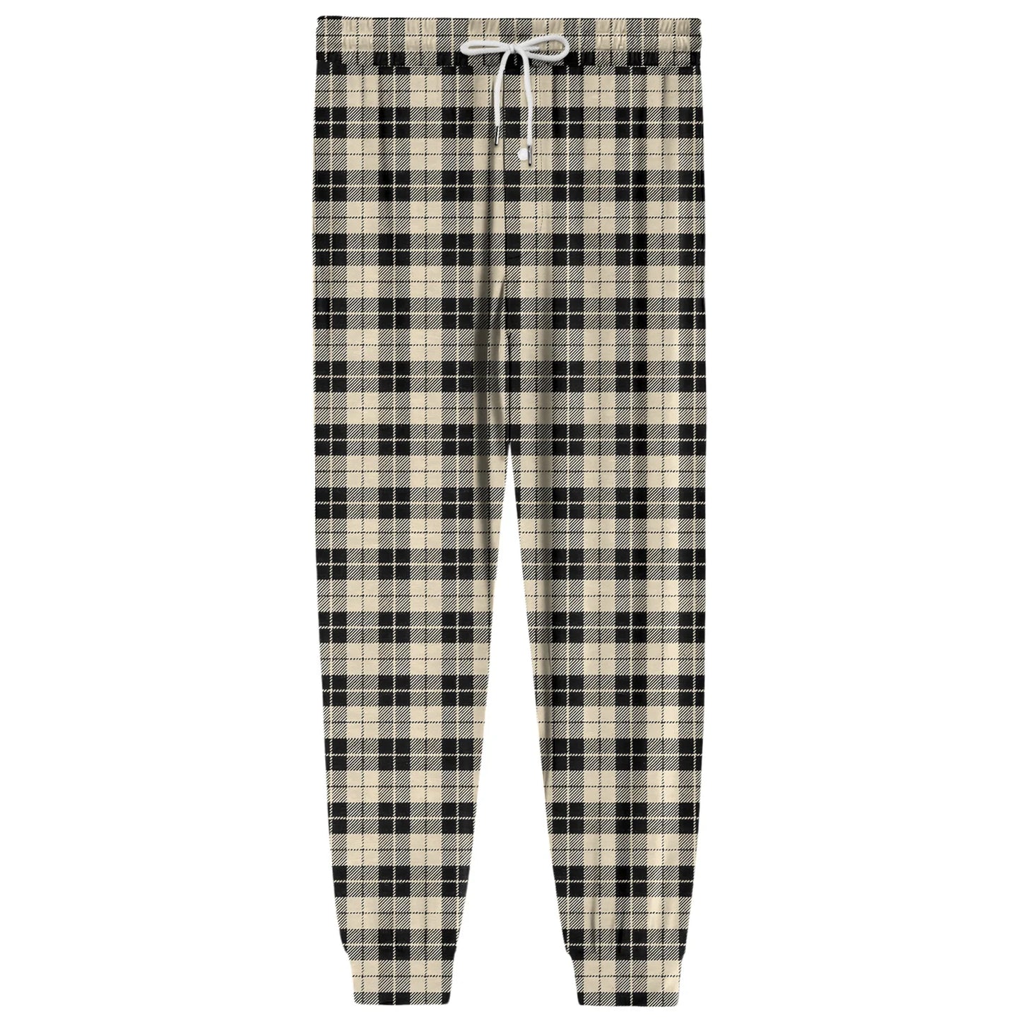Men'S Plaid Casual Pants Checkered Pattern Cuffed Design Comfortable Fabric Suitable Daily Wear All Seasons Trendy Pajama Pants