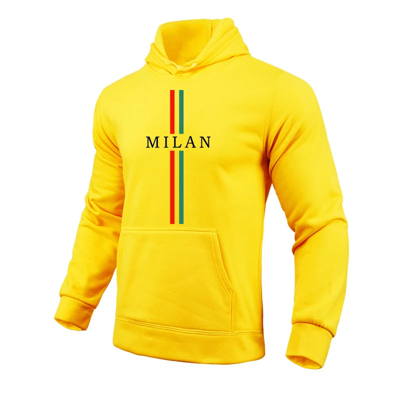 Milan Fashion Men's Hoodies High Quality Hooded Long Sleeved Pullover Male All Season Daily Casual Sports Fitness Sweatshirts