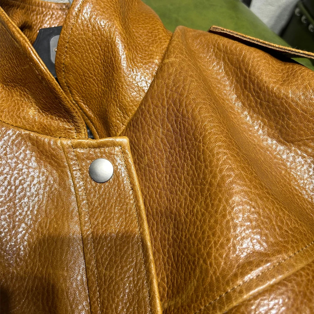Grained Vintage Leather Jacket Women High Quality Genuine Sheep Leather Coat 2025