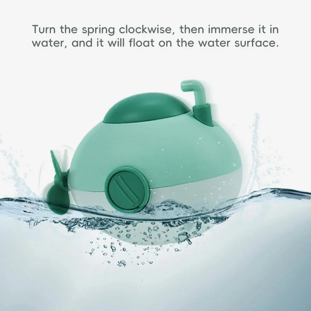 Baby takes a bath and plays in the water, Submarine, winding up animal chain, playing in the bathroom, children's toys