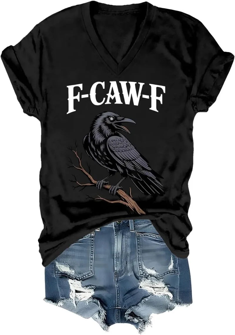 F Caw F T Shirt Women Men Fcawf Crow Graphic Tee F-Caw-F Crow Shirt Graphic T Shirts Women Clothes