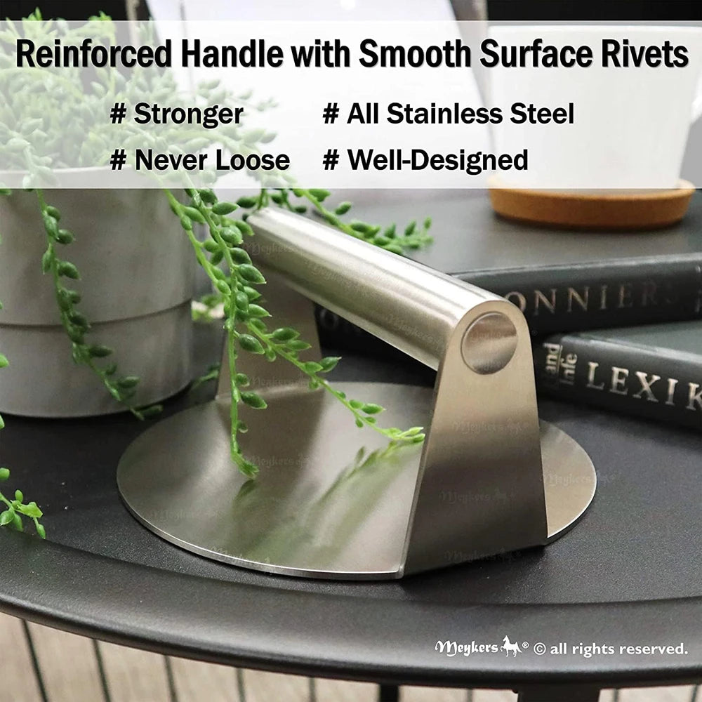 Stainless Steel Smash Burger Press Hamburger Patties Meat Masher Circular Meat Press Mold for Deli Meats Kitchen Accessories
