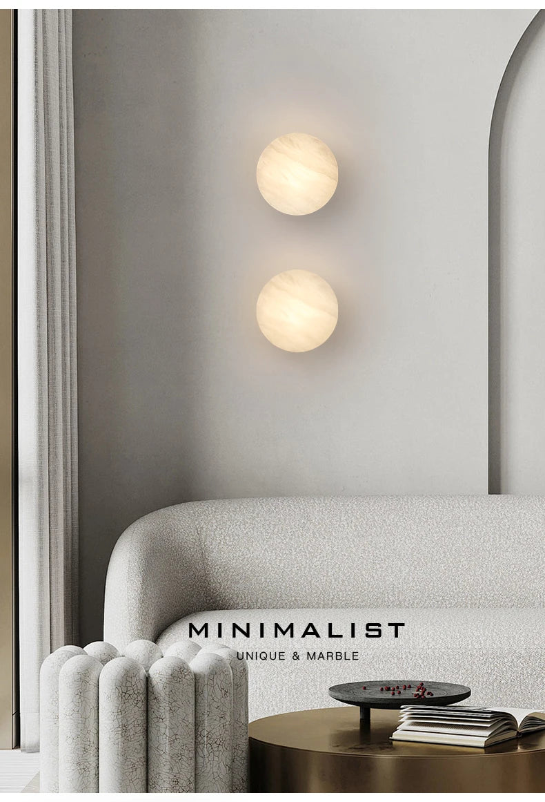 Natural Marble Wall Lamp French Style Background Wall Entryway Staircase Light Modern Indoor Bedside Hallway Lighting Fixture