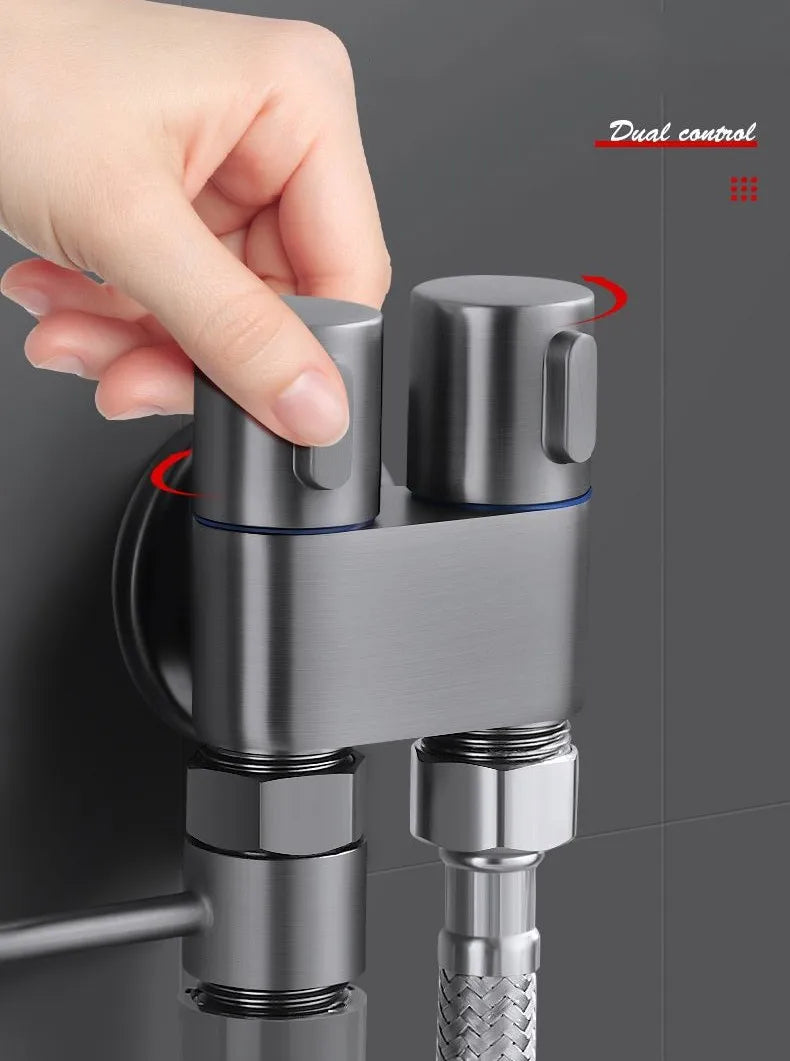 Toilet Cleaning Bidet Toilet Sprayer Set Water Portable Handheld Bidet Sprayer Shower Double Outlet Angle Valve Accessories