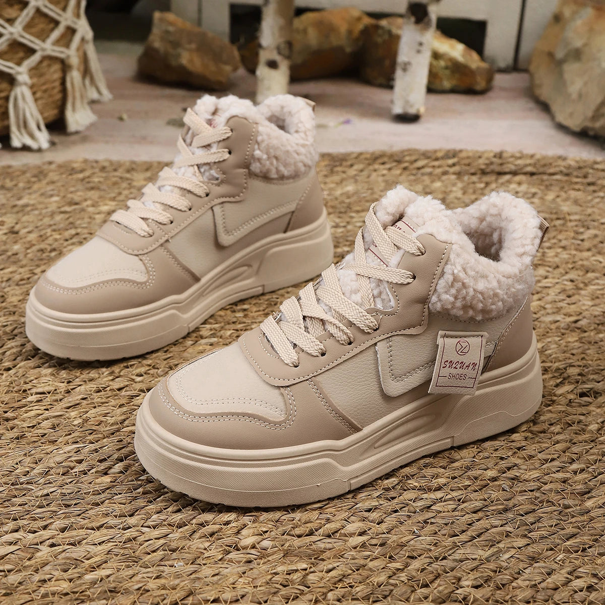 Winter New Women High Top Snow Boots Warm Plush Woman Comfortable Sneakers Waterproof Cottom Shoes Fashion Female Footwear 2025