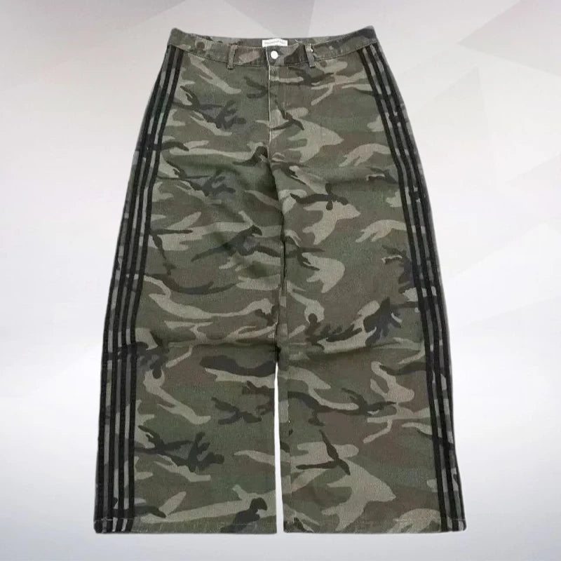 Men's pants camouflage sweatpants retro trend classic women's pants oversized loose wide-legged pants street versatile jeans