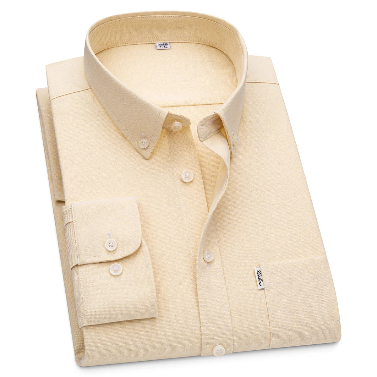Men's Hard-wearing Comfortable 100% Cotton Long Sleeve Dress Shirt with Pocket, Spring Autumn Casual Oxford Button-Down Shirts