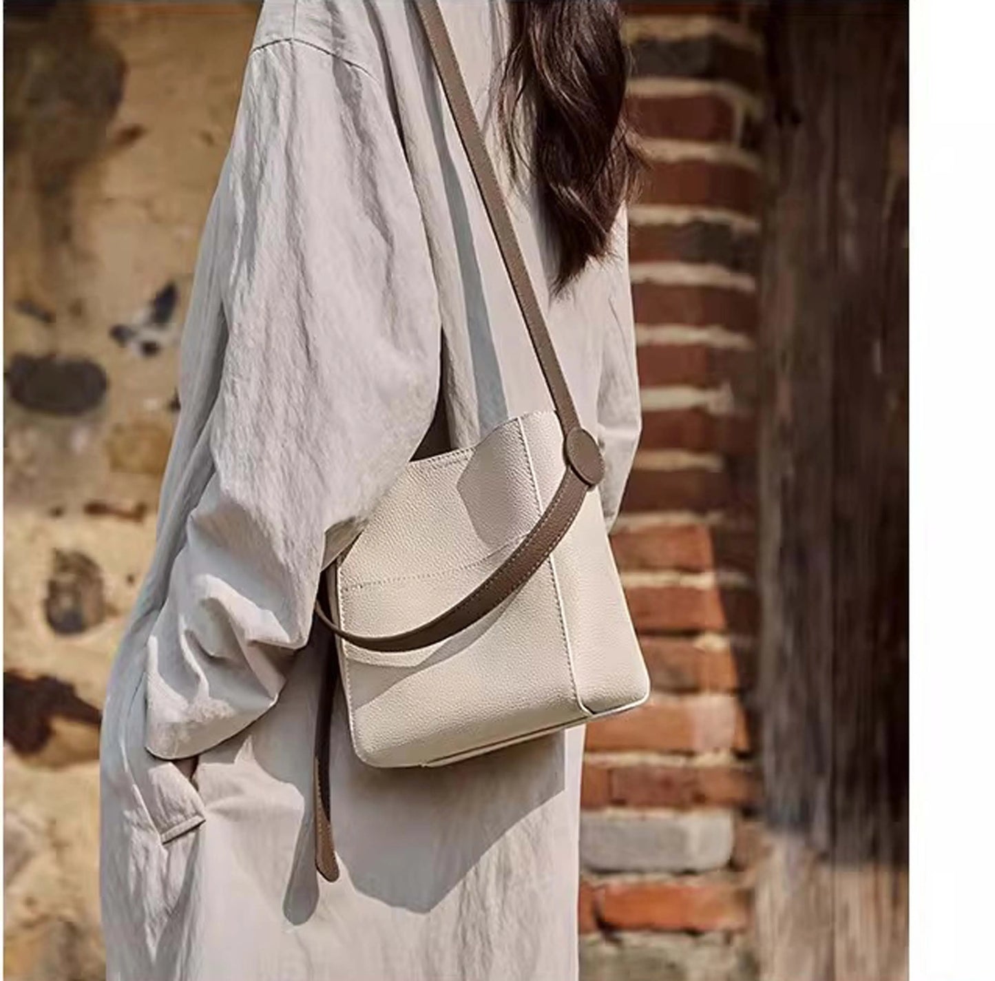 Women's Bags 2026 New Trendy High-End Fashion Small Bucket Bag Women's Crossbody Bag Women's Genuine Leather Handbag