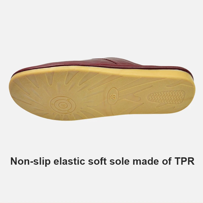 Soft Sheepskin cow Leather Slippers Homes in indoor slipper Spring Autumn men women elderly non-slip casual single shoes summer