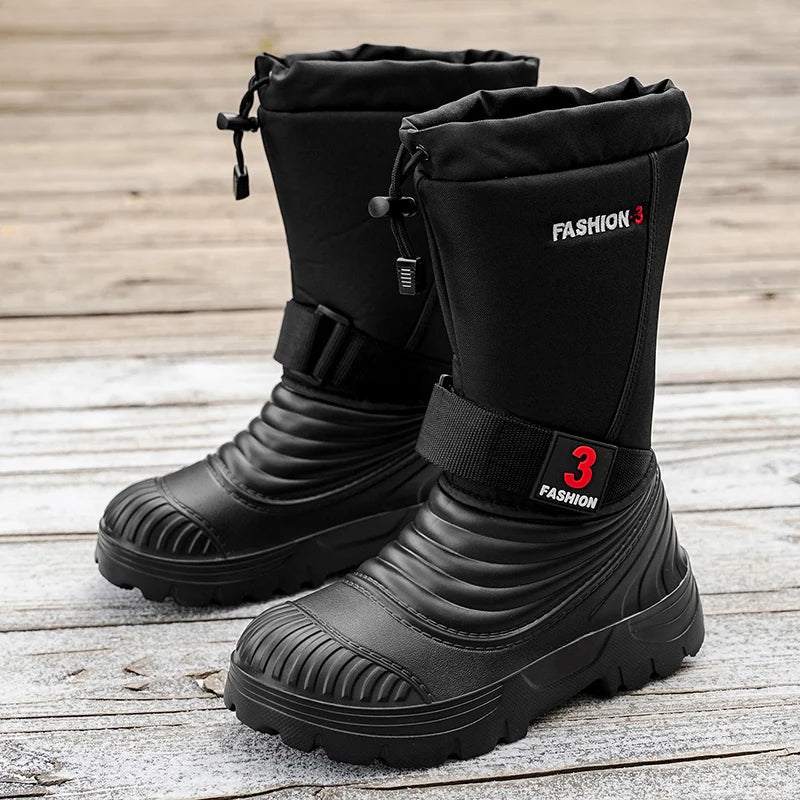 Men's New Snow Boots for Autumn and Winter, Fleece-Lined and Thickened, Cold-Proof, Outdoor Warm, Waterproof, Anti-Skiing, Hiking