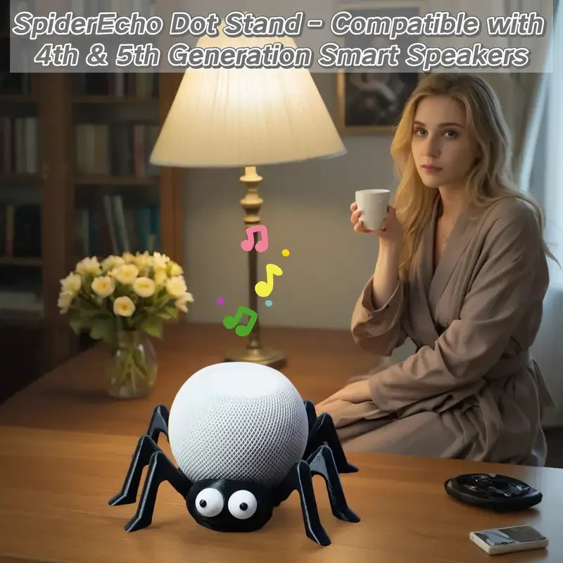 3D Printed Spider Theme Stand, Smart Speaker Stand for Alexa Echo Dot 4Th Generation/Fifth Generation and Homepod Mini, Perfect for Halloween and Christmas Decoration, Desktop Display Stand