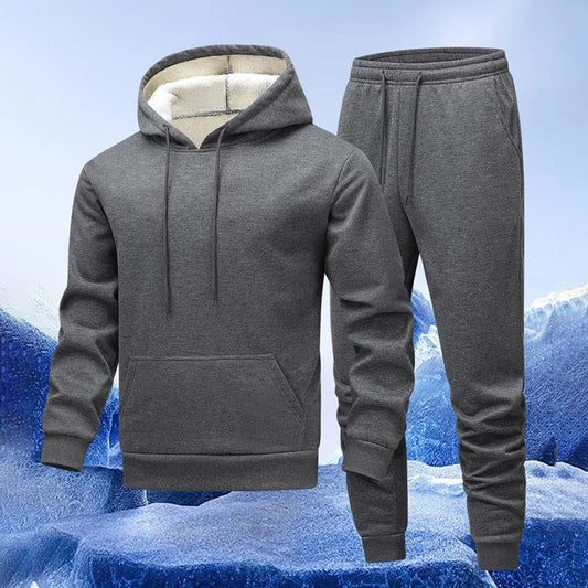 Winter Lambswool Men's Sets Thickened Fleece Sweatshirt Suit Men's Two-piece Hooded Tracksuit Men Sweatshirts Eu Sizes XS-2XL