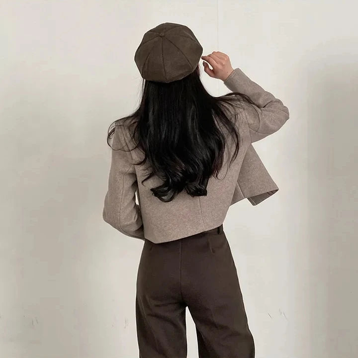 ort Thiened Woolen Coat for Women Winter New Sle Retro Single Button Suit Collar Coat Korean Sle Straight Tube pe