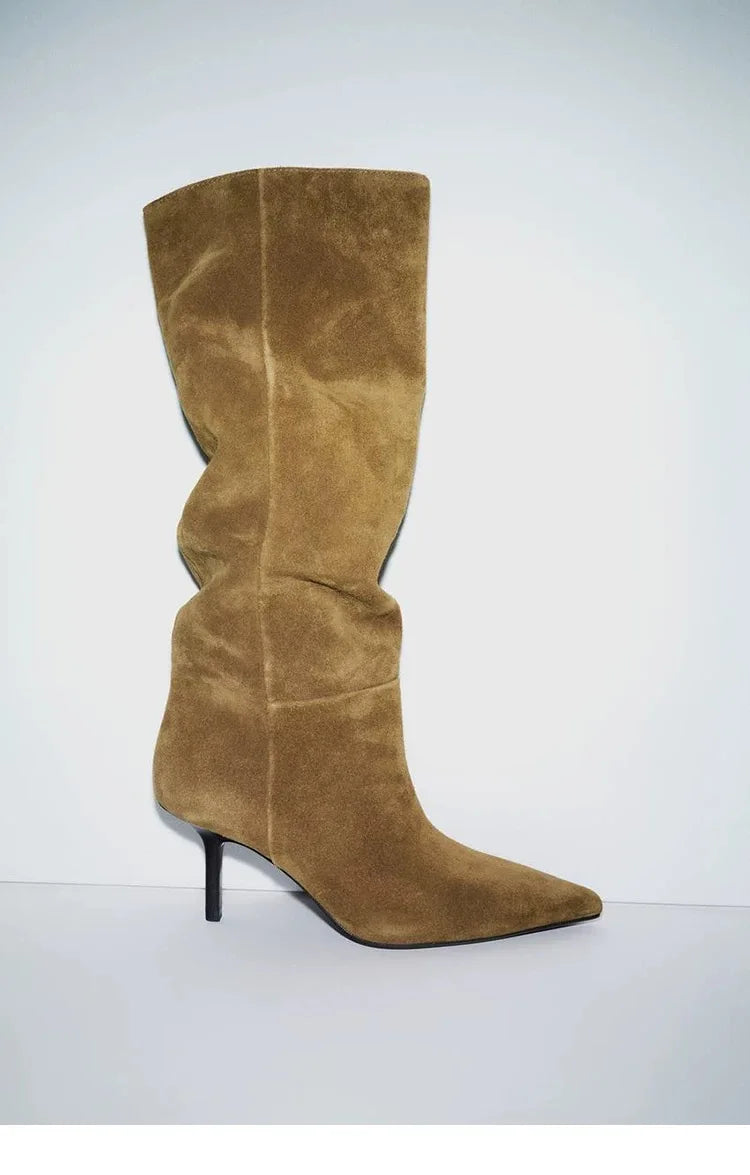 Women's Knee High Boots Stiletto Heel Pointed Toe Sleek Elegant Autumn/Winter Versatile Fashion Footwear Ladies' Mid Boots